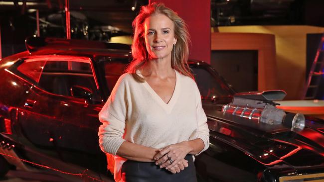 Rachel Griffiths with the Screen Worlds exhibition which is closing after 10 years, at ACMI Flinders St Melbourne. Picture: Alex Coppel