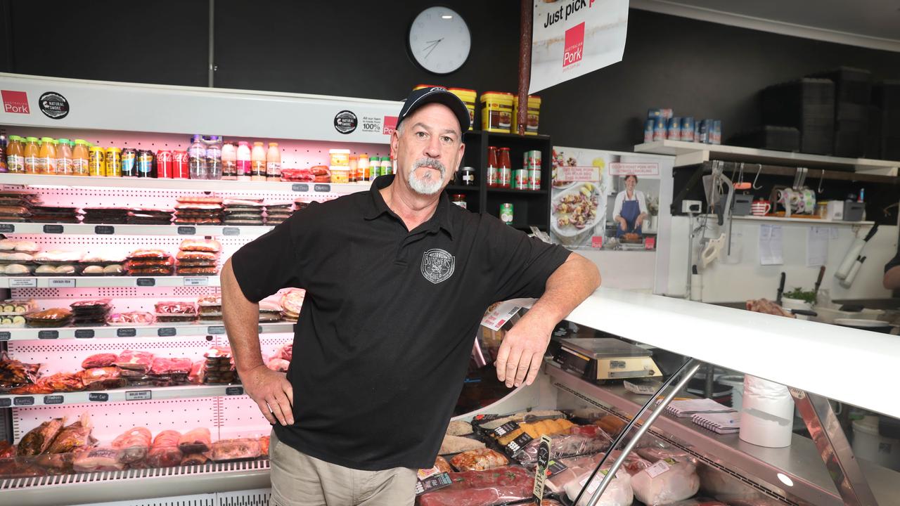 Mark Willcox, the owner of Elder Meats, a corner butcher shop on Elder Terrace at Glengowrie, believes the last few weeks have been tough as people grapple with cost of living pressures. Picture: Dean Martin