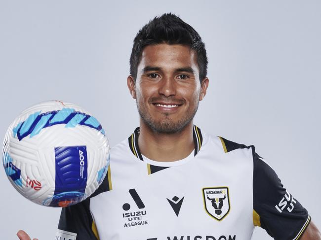 SYDNEY, AUSTRALIA - NOVEMBER 01: Ulises Davila poses during the Macarthur FC A-League team headshots session at Fairfield Showground on November 01, 2021 in Sydney, Australia. (Photo by Brett Hemmings/Getty Images for APL)