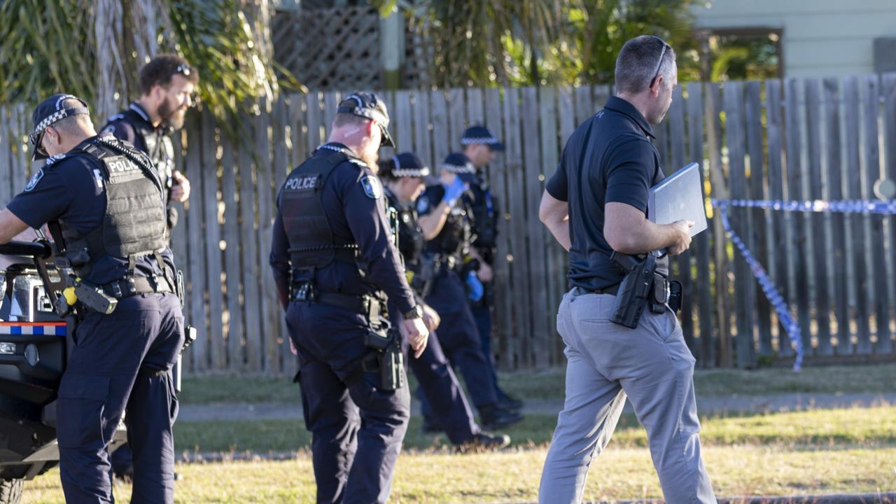 Police at the scene of an alleged homicide in West Street, Allenstown, on August 21, 2022. Police were called at about 3:50pm to the residence where the body of a woman was located inside the property. A crime scene has been declared to investigate the death, which is being treated as suspicious.? A 35-year-old man is currently speaking with police.