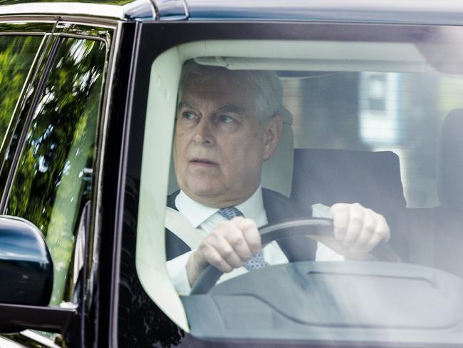 Prince Andrew drives from his Royal Lodge home to Windsor Castle on the day of the Garter service. Picture: MEGA