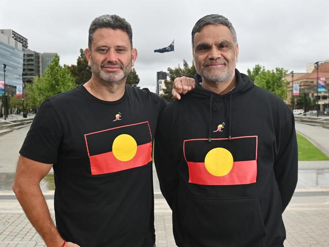 15/10/23. Aboriginal Affairs Minister Kyam Maher and Commissioner for first nations Voice Dale Agius regarding the referendum result at Victoria Square. Picture: Keryn Stevens