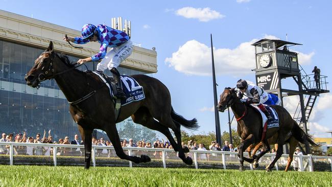 Pride Of Jenni held a two-length margin over Mr Brightside when the pair met in the All-Star Mile earlier this month. Picture: Getty Images.