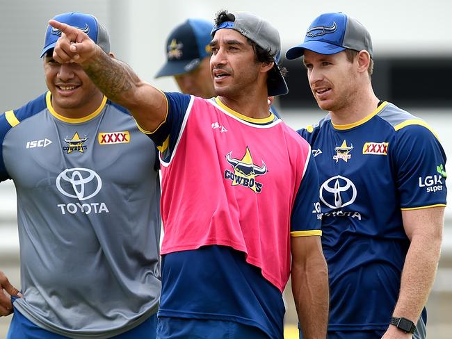 Johnathan Thurston calling the shots during North Queensland Cowboys pre-season training. Picture: Alix Sweeney