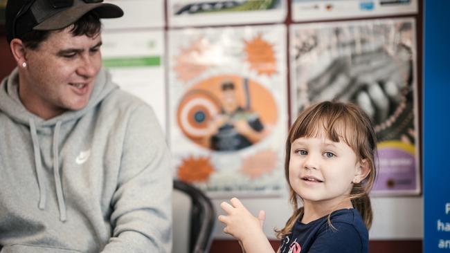 Sabian Upward and daughter Bindi at the Tamworth Aboriginal Medical Service.