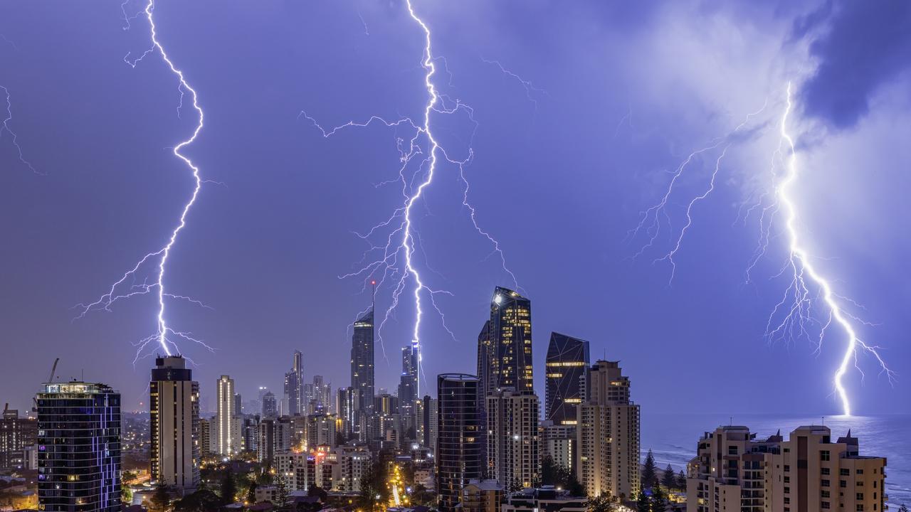 A storm over Surfers Paradise in the early hours of Monday morning. Picture: Renee Doyle/Severe Weather Australia