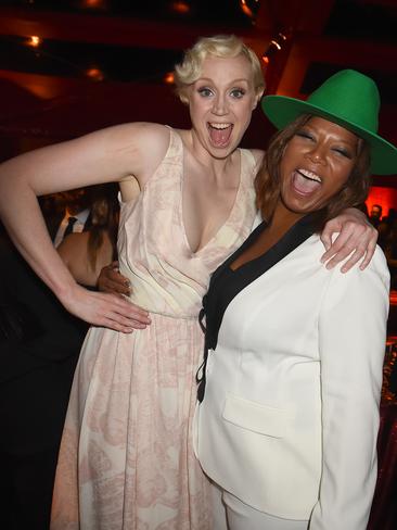 Game of Thrones actress Gwendoline Christie (L) and Queen Latifah attend HBO’s Official 2015 Emmy After Party. Picture: Jeff Kravitz/FilmMagic