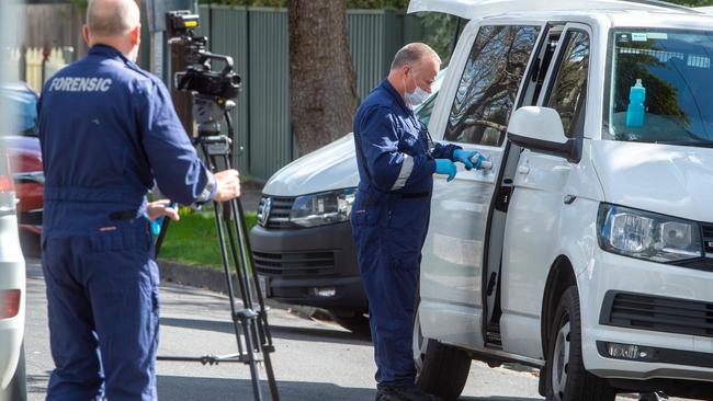 Investigators at the Kilsyth crime scene. Picture: Jay Town