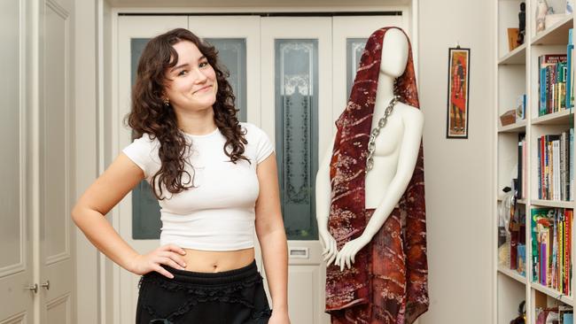 Emerging Sydney fashion designer Tasman Banks is preparing for her runway show at MODA fashion festival. Picture: Max Mason-Hubers