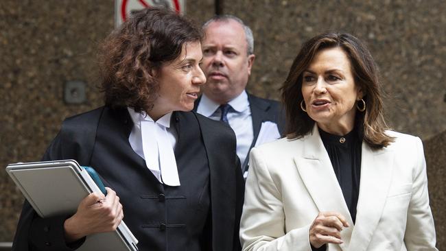 Lisa Wilkinson pictured exiting Federal Court Sydney with her barrister, Sue Chrysanthou SC. Picture: NCA NewsWire / Monique Harmer