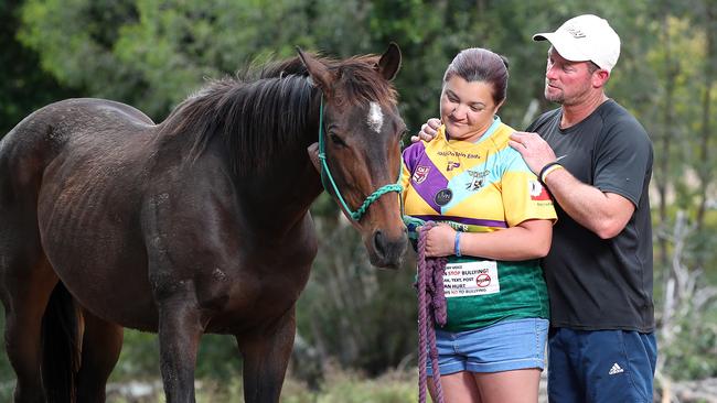 Samantha and Kyle Walklate, whose daughter Chloe, 13, took her own life. Chloe had a horse, Ace, which the family still owns. Picture: Peter Wallis.