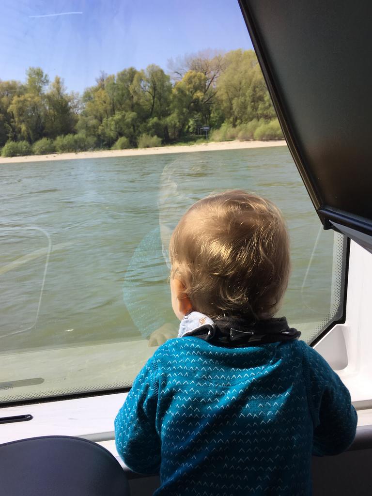 On a ferry in Vienna.