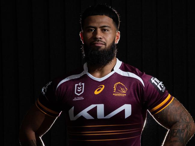 SYDNEY, AUSTRALIA - FEBRUARY 10: Payne Haas of the Brisbane Broncos poses for a photo during the 2025 NRL Premiership Media Launch at Events by Alpha on February 10, 2025 in Sydney, Australia. (Photo by Darrian Traynor/Getty Images)