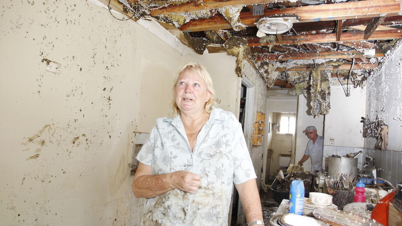 Esme Sharpe cleaning up her flood damaged home at Queensborough Pde, Karalee. Photo: Sarah Harvey/ The Queensland Times