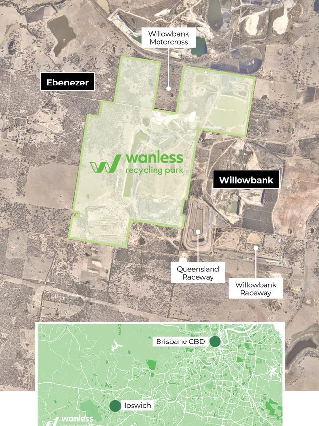 An aerial map showing the proposed Wanless recycling park.