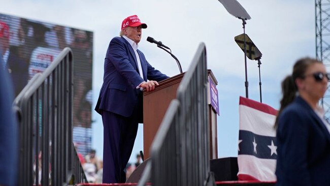 Former US President Donald Trump on the campaign trail. Picture: AP