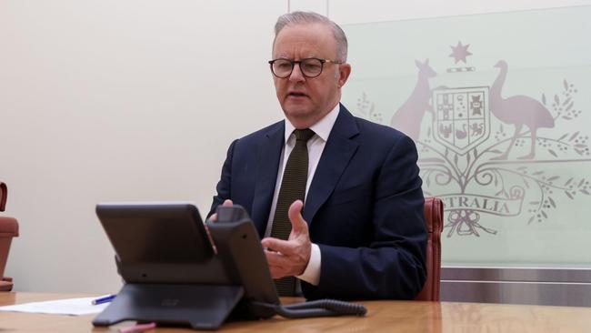 Anthony Albanese on the phone with Donald Trump