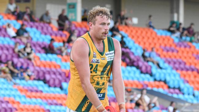 St Mary's vice captain Jackson Calder scored nine goals against Darwin Buffaloes in Round 9 of the 2023-24 NTFL season. Picture: Tymunna Clements / AFLNT Media