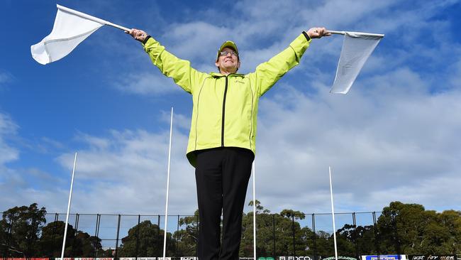 Graeme Carter from Riddell Umpires will officiate his 1000th game this weekend. Picture: David Smith