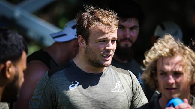 Harry Wilson joins his first Wallabies training session at Crowne Plaza in the Hunter Valley. Picture: Andrew Phan