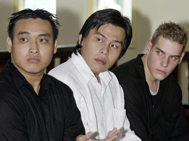 Tan Duc Thanh Nguyen, Si Yi Chen (centre) and Matthew Norman, in court during their 2007 appeal trial.