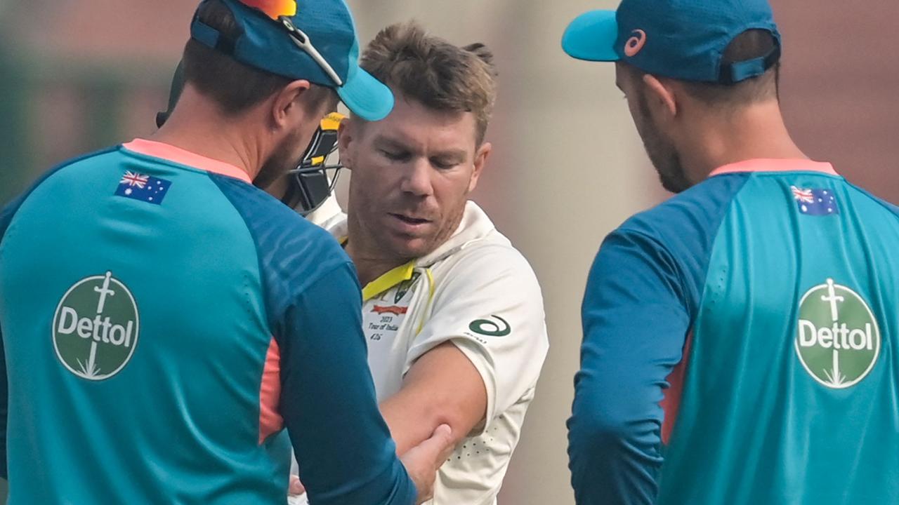 Australia’s David Warner has recovered from a fractured elbow. Picture: Money Sharma / AFP