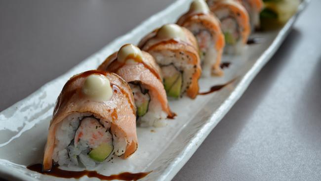 Aburi salmon rolls, a favourite dish at Wasai Japanese restaurant, Adelaide