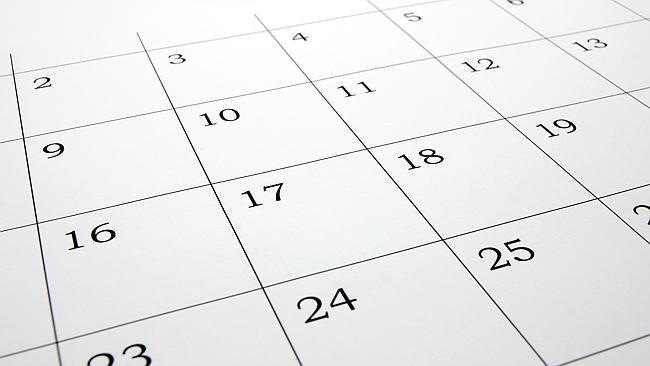 close up of a simple calendar page.