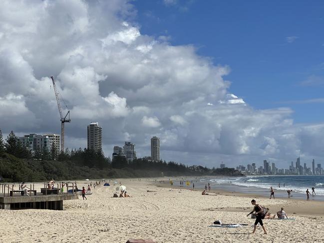 Looking north from Burleigh beach to Surfers Paradise. Picture: Logan O'Brien