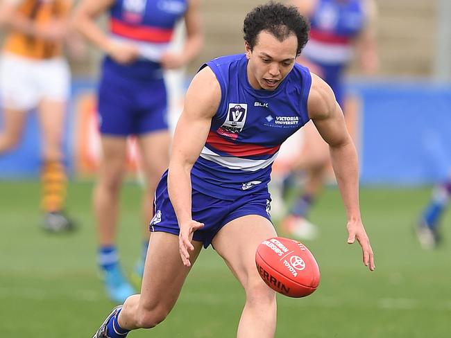 Alex Greenwood gathers the ball for Footscray. Picture: David Smith