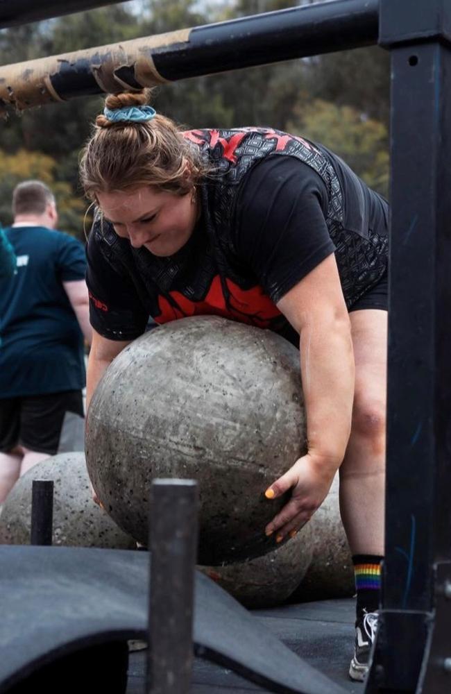 Katie Blunden is no stranger to carrying hundreds of kilograms on her back, flipping cars and pulling trucks. Picture: Supplied.