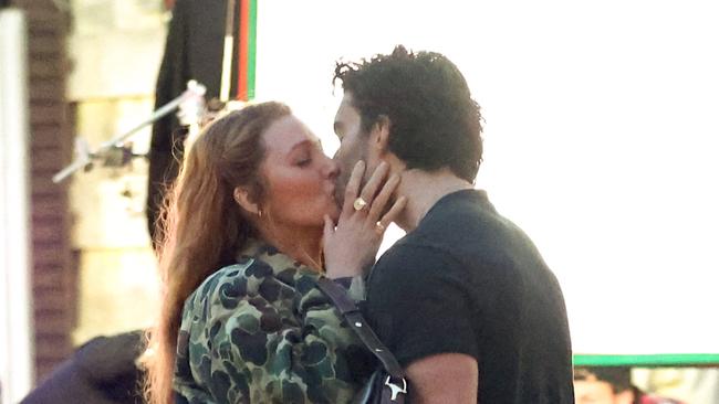 Blake Lively and Justin Baldoni are seen on the set of "It Ends with Us". Picture: Jose Perez