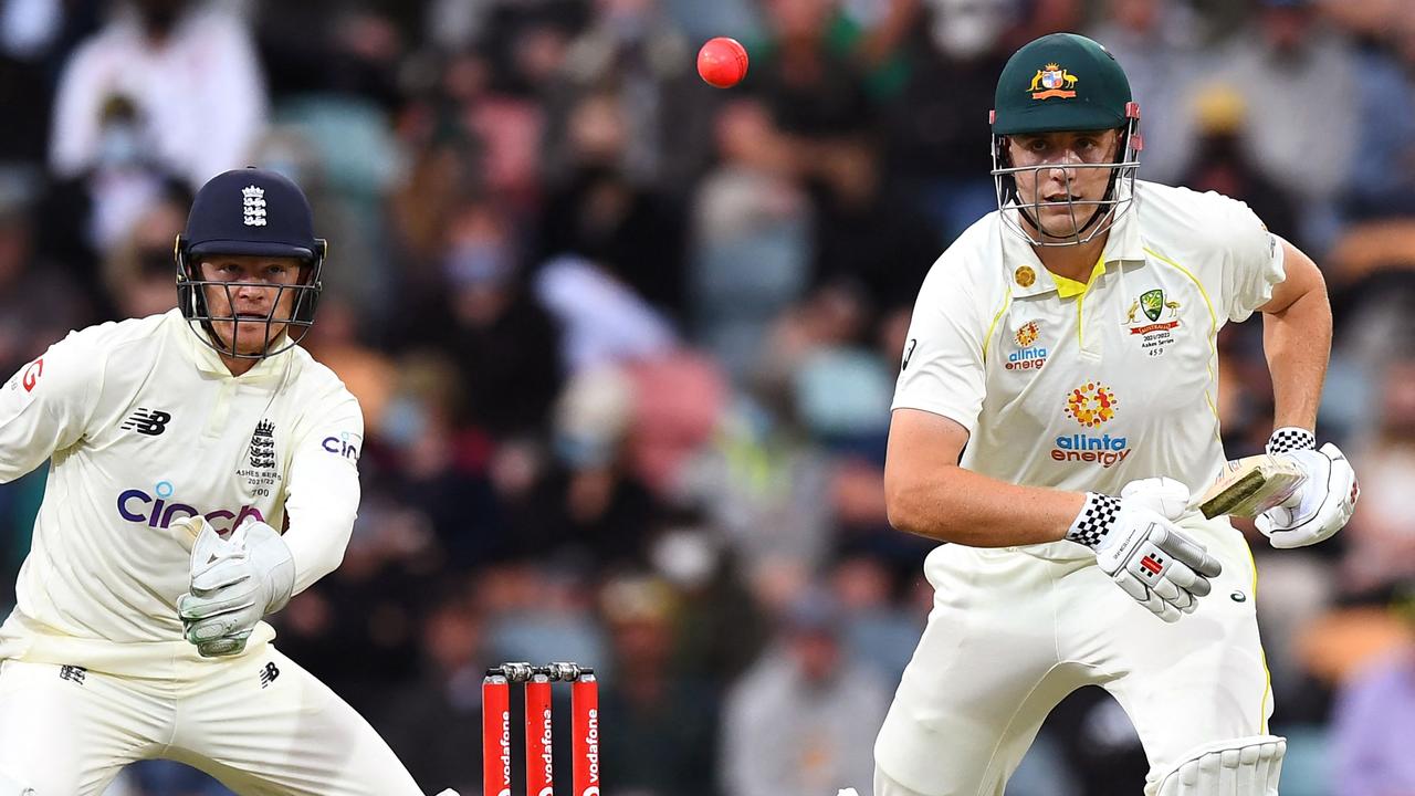 Cameron Green is unbeaten on 57 at tea. Picture: William WEST/AFP