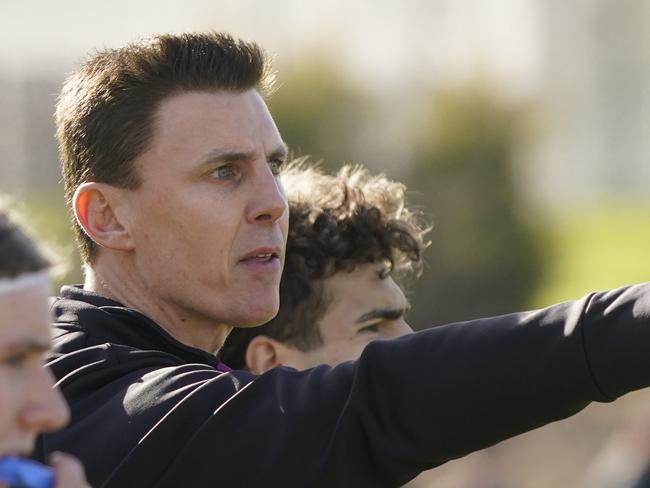 APS Footy: Haileybury v Caulfield Grammar. Haileibury coach. Picture: Valeriu Campan