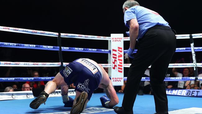 Gallen goes down in the 10th. Picture: Getty Images