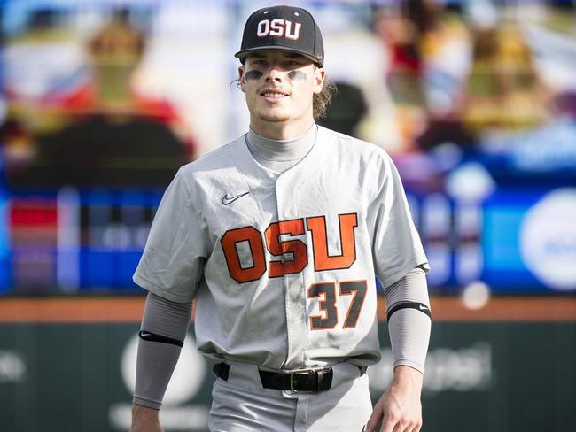 Travis Bazzana is a college baseball star in America for the Beavers. Picture: Oregon State