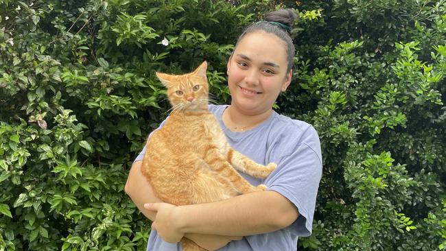 Tiara Richardson is raising funds to help cover ongoing vet bills for her two-year-old tabby cat Milo, who was diagnosed with melioidosis, a bacteria-borne which can be fatal for domestic pets. Photo: Catherine Duffy