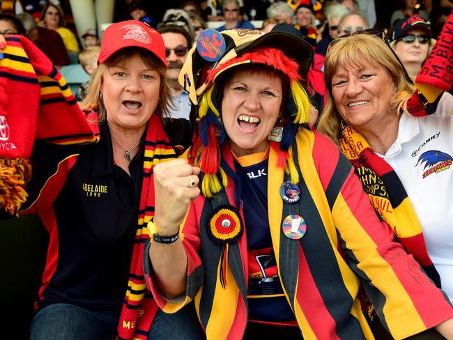 Adelaide Crows fans at their open training session at Adelaide Oval,