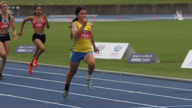 Alek Stoilova in action on the track. Pic: Supplied