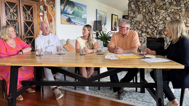 From left, Michelle Read and her husband, Andy Read, Bronwyn’s cousin Madison Walsh and journalists Hedley Thomas and Claire Harvey.