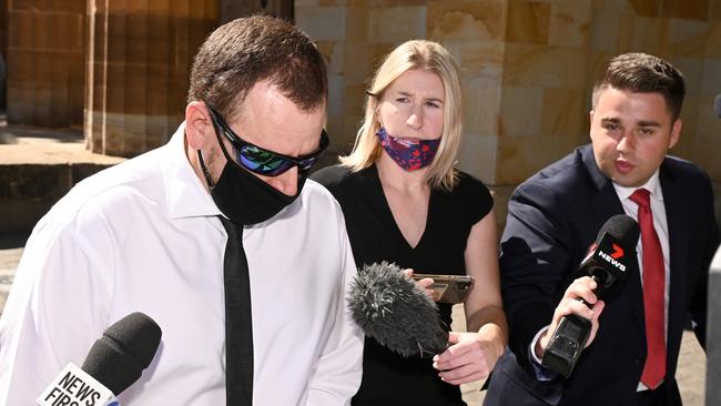 Daniel Patrick Liddell leaves the Adelaide Magistrates Court after pleading guilty. Picture: NCA NewsWire / Naomi Jellicoe