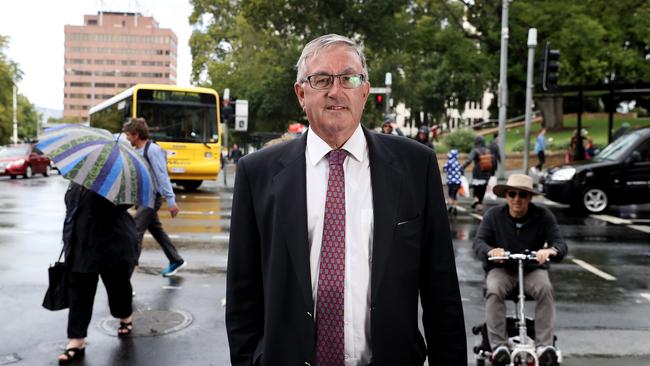 Transport Minister Rene Hidding at the bus mall in Elizabeth Street. Picture: LUKE BOWDEN