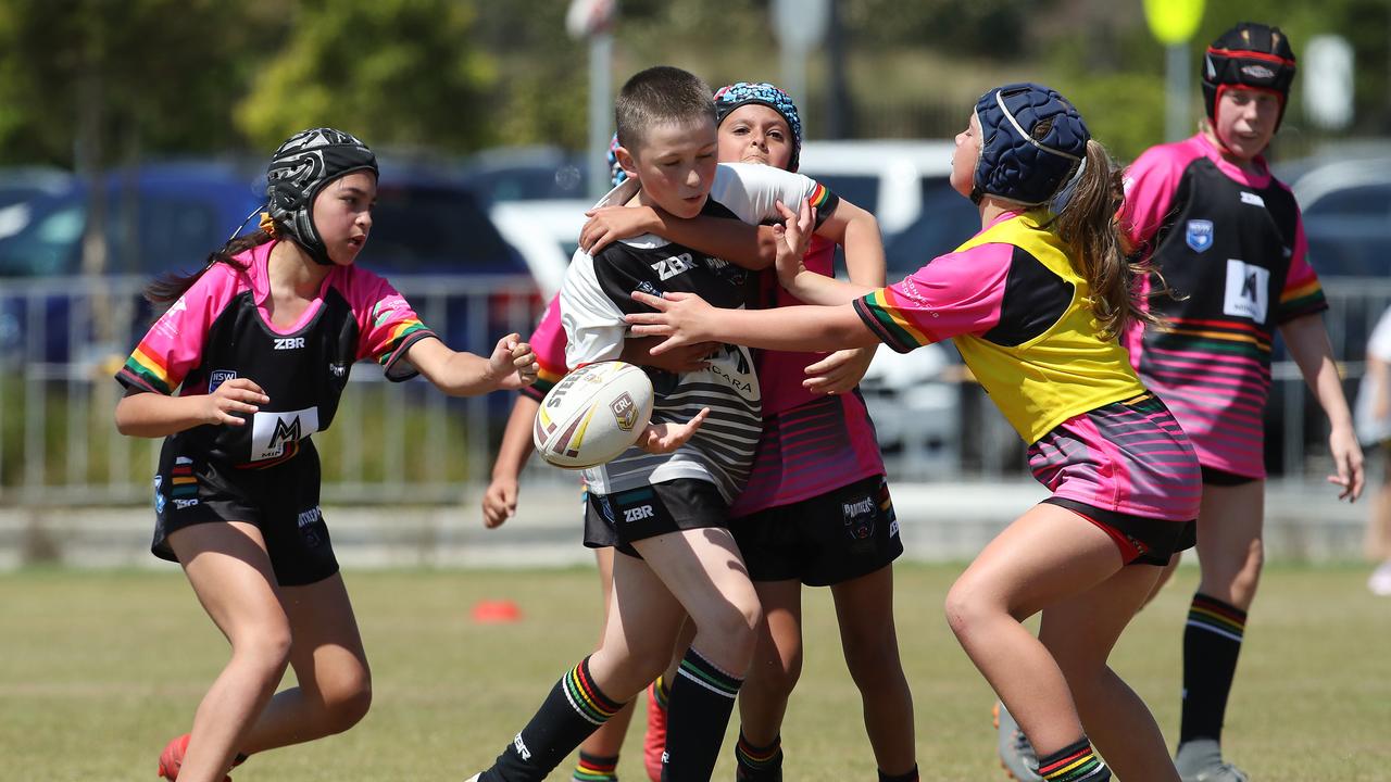 Rylee Cash playing in an under 11s match at the Berkeley Vale Panthers when younger. Picture: David Swift