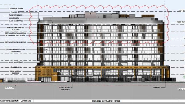 An artist's impression of the two towers side-by-side. The completed tower (Ascot House) is on the left while the revised version for the proposed tower (Tulloch House) is on the left. The developer wants to reduce Tulloch House by four storeys. Picture: BCC