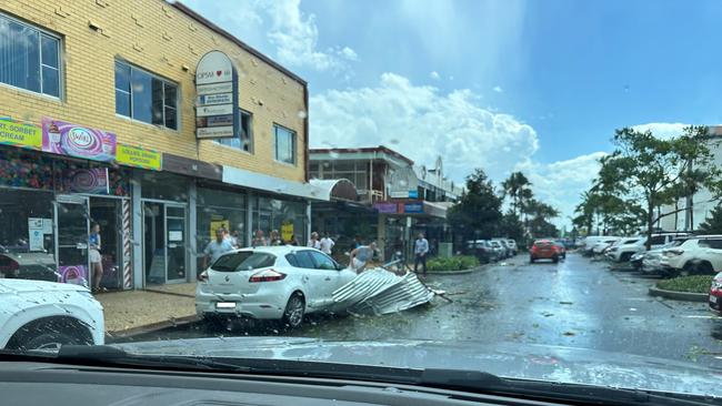 A wild storm hit the Port Macquarie CBD on February 3 causing extensive damage. Picture: Port Macquarie Hastings Council Facebook.