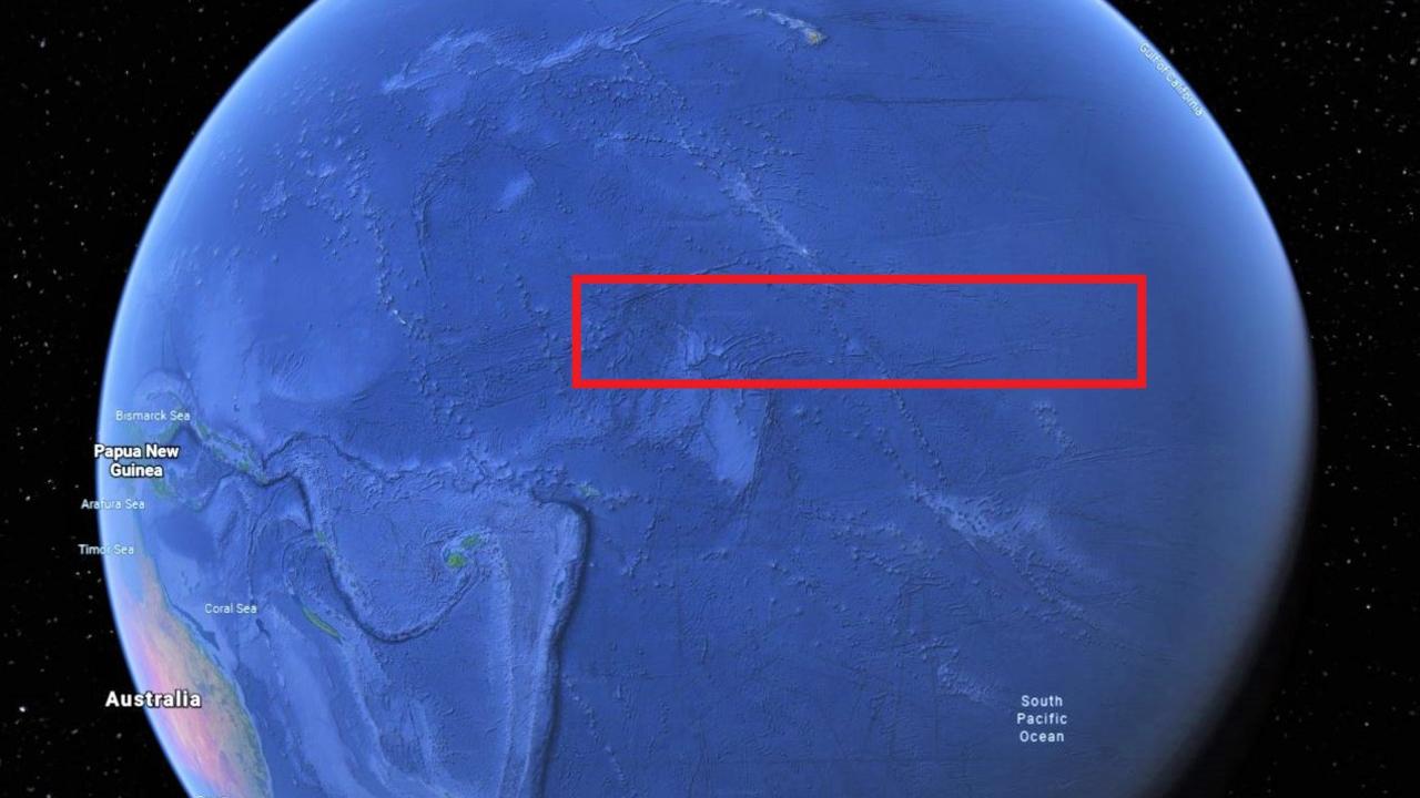 Nino 3.4 – the Pacific Ocean patch that is vital to El Nino and La Nina forecasts. Picture: Google Maps.