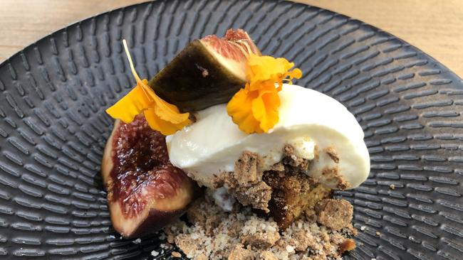 Figs, honey labneh, white chocolate.