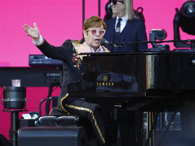 Elton John in action on his piano. Picture: Richard Dobson
