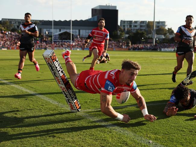 Zac Lomax has been dynamite from the wing for the Dragons this season. Picture: Matt King/Getty Images