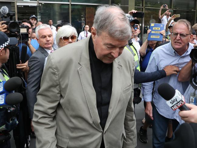 Catholic Cardinal George Pell is seen leaving the County Court in Melbourne today. Picture: AAP